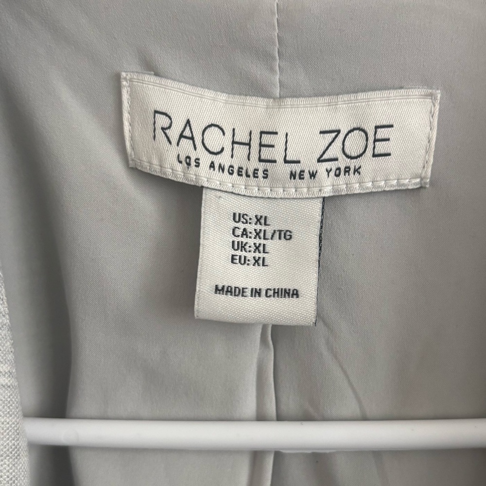 Rachel Zoe Boyfriend Blazer Women’s Sz XL Gray Plaid Longline Office Workwear - Picture 5 of 5